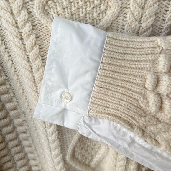 Sea New York Leni WOOL Fisherman Cable Knit Sweater Combo in Cream Size LARGE - Picture 12 of 14